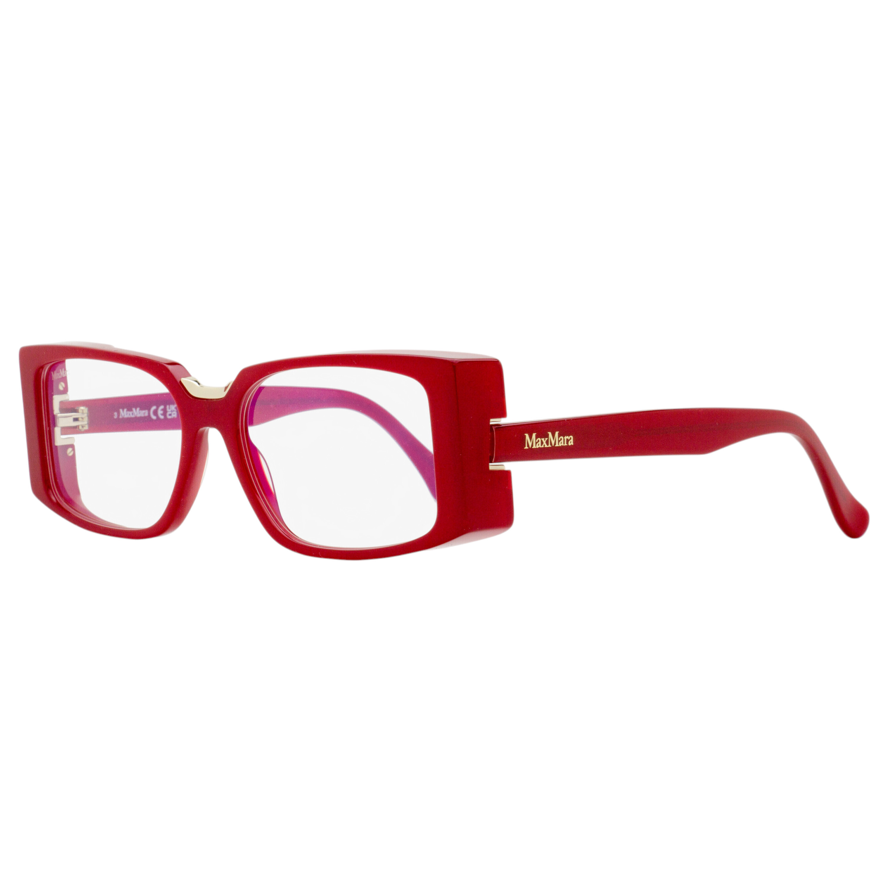 Max Mara Rectangular Blue Block Eyeglasses Mm5157-B 066 Carmine Red 54mm